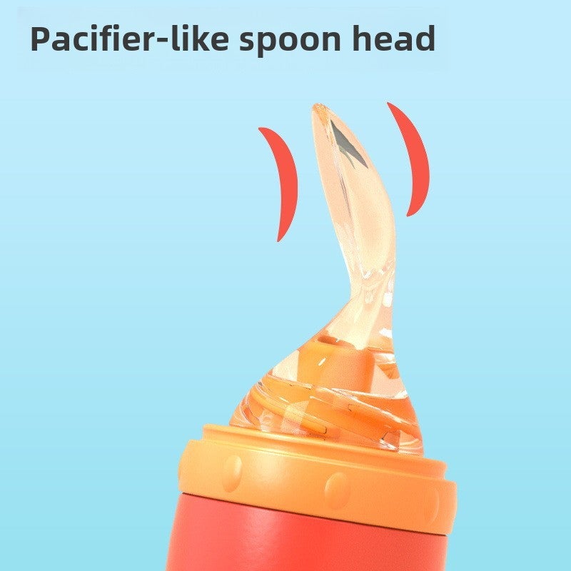 New products wholesale silicone suction cup rice paste bottle nano silver baby food supplement spoon children's rice paste bottle soft spoon head(Contrast light blue-nano silver) - Image 5