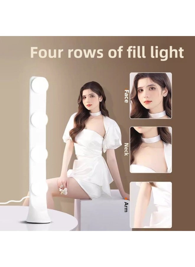 General - Mobile Phone Live Beauty Led Fill Light Desktop Photography Video Makeup Desk Lamp Three-color Temperature Integrated Row Light-Specifications:【all-in-one Single-row Fill Light】 (row Light Blue) - Image 1