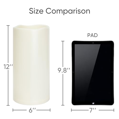 Homemory 6" x 12" Extra Large Outdoor Waterproof Candle with Auto 6-Hour Timer, Ivory Plastic Made, Long Last for Half A Year - Image 4