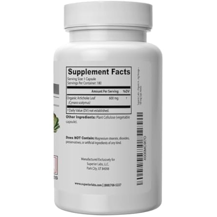 Superior Labs – Artichoke Leaf NonGMO Powerful with Caffeoylquinic Acid Natural Dietary Supplement to Support Healthy Metabolism, Digestion, Antioxidant, – 600 mg Dosage – 180 Veg Caps - Image 3