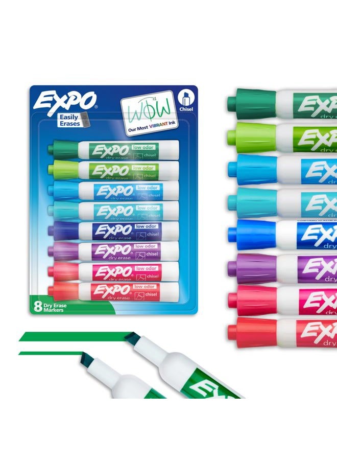 Expo Low Odor Dry Erase Markers, Chisel Tip, Assorted Colors, 8 Count - Image 1