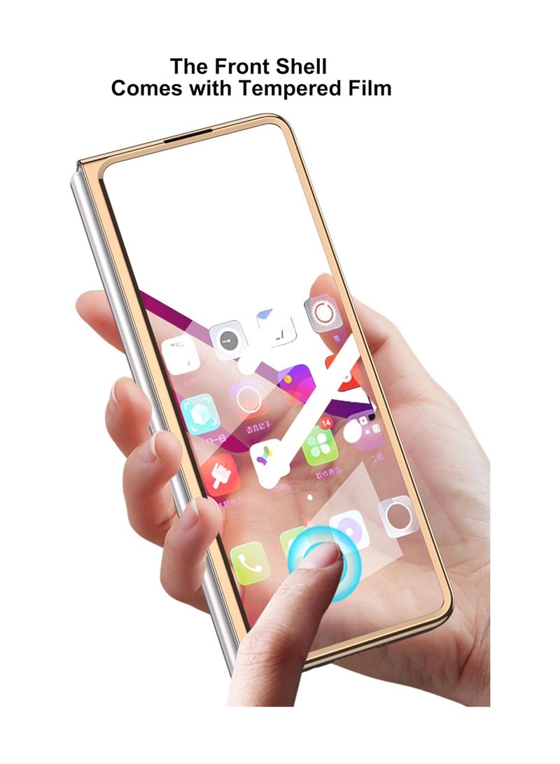 عام حافظة Galaxy Z Fold 5 - إطار أنيق مطلي بالكهرباء مع زجاج منقوش، واقي شاشة مدمج متوافق مع حافظة Samsung Galaxy Z Fold 5 - Image 2
