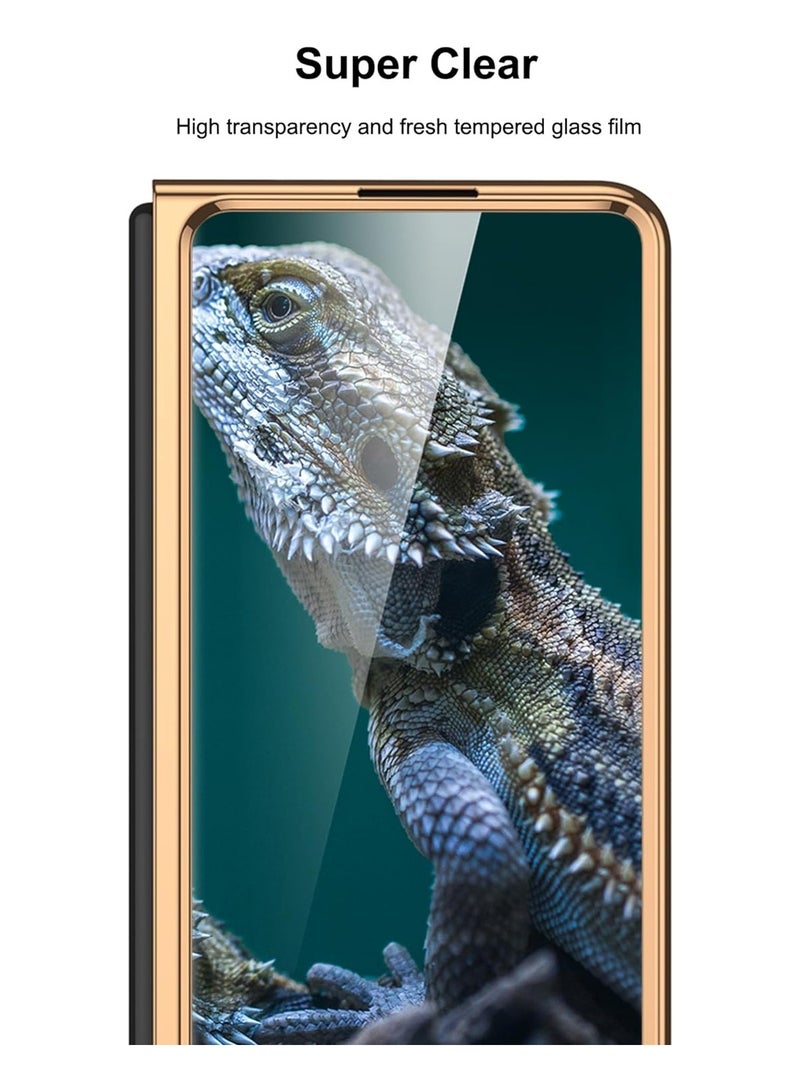 عام حافظة Galaxy Z Fold 5 - إطار أنيق مطلي بالكهرباء مع زجاج منقوش، واقي شاشة مدمج متوافق مع حافظة Samsung Galaxy Z Fold 5 - Image 3