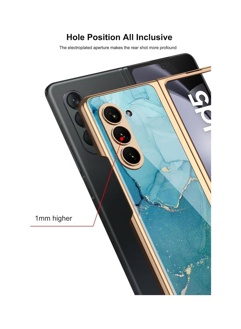 عام حافظة Galaxy Z Fold 5 - إطار أنيق مطلي بالكهرباء مع زجاج منقوش، واقي شاشة مدمج متوافق مع حافظة Samsung Galaxy Z Fold 5 - Image 4
