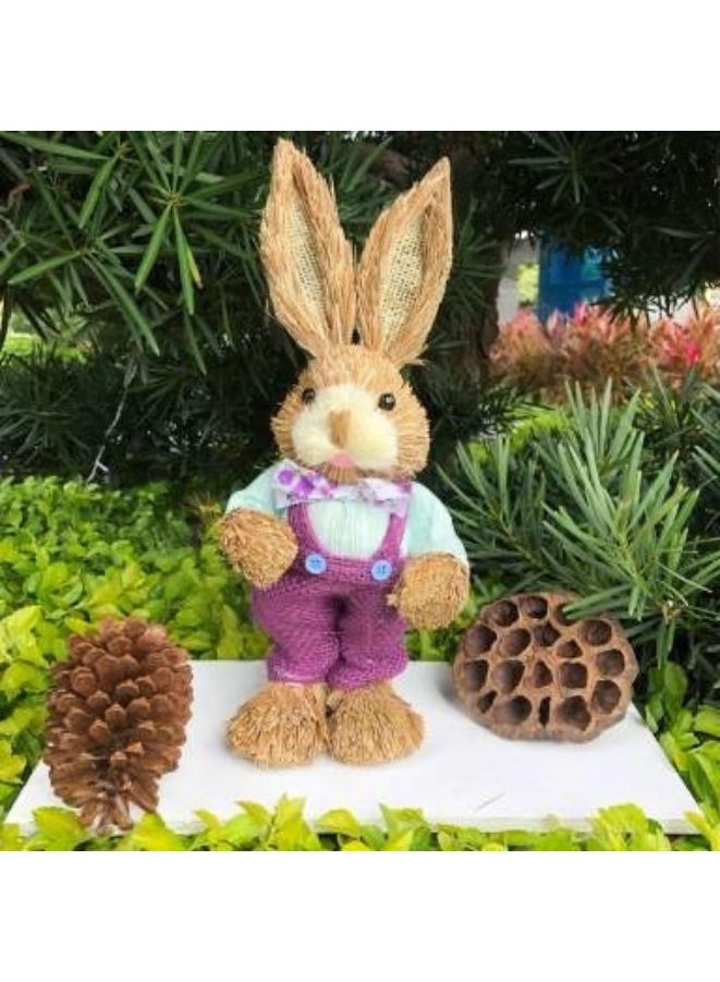 35cm Handmade Straw Rabbit Straw Bunny for Decoration Artificial Animal Home Furnishing Shop Decoration, Bunny 7 - Image 2