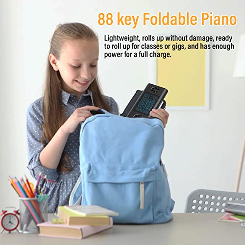 KONIX Roll Up Piano 88 key, Hand Roll Portable Piano for Beginner Kid with Bluetooth/MIDI, 128 Tones and Rhythms, Best Christmas Birthday Gift - Image 5