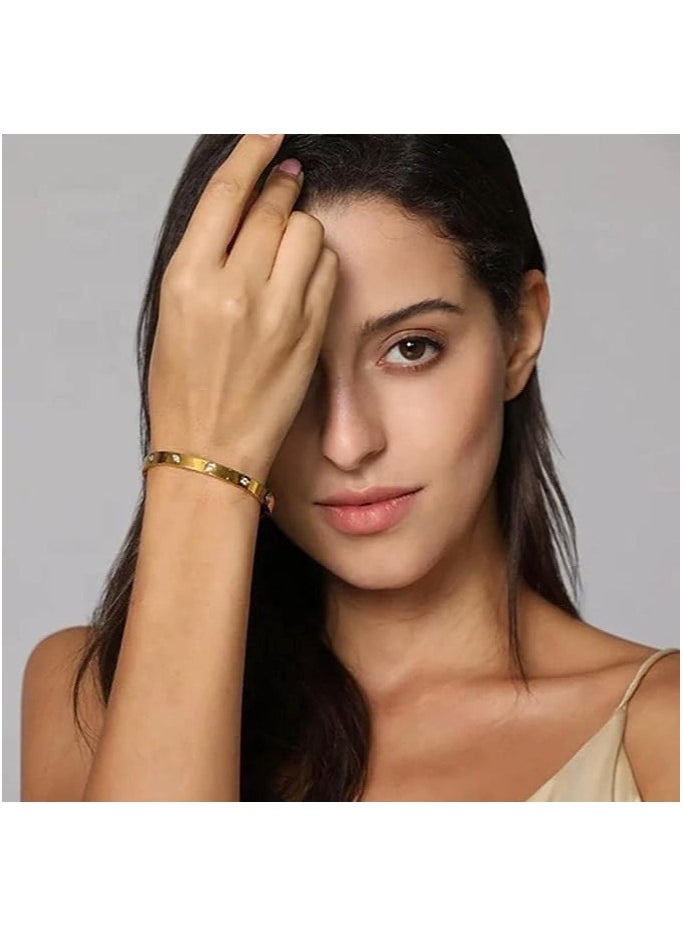 MMG Love Bracelet Bangle for Women Gilrs with Cubic Zirconia Stones Stainless Steel Hinged Jewelry with Crystal Oval Bracelet Best Gifts for Love with Valentine's Day Birthday  - Image 3
