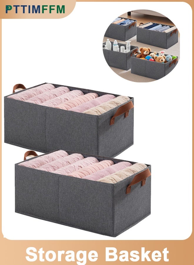 PTTIMFFM 2 Pack Foldable Fabric Storage Baskets, Large Organizer Bins with Handles for Clothing, Toys, and Home Use - Image 1