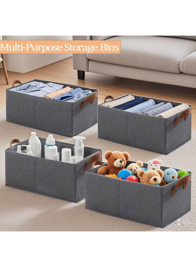 PTTIMFFM 2 Pack Foldable Fabric Storage Baskets, Large Organizer Bins with Handles for Clothing, Toys, and Home Use - Image 3