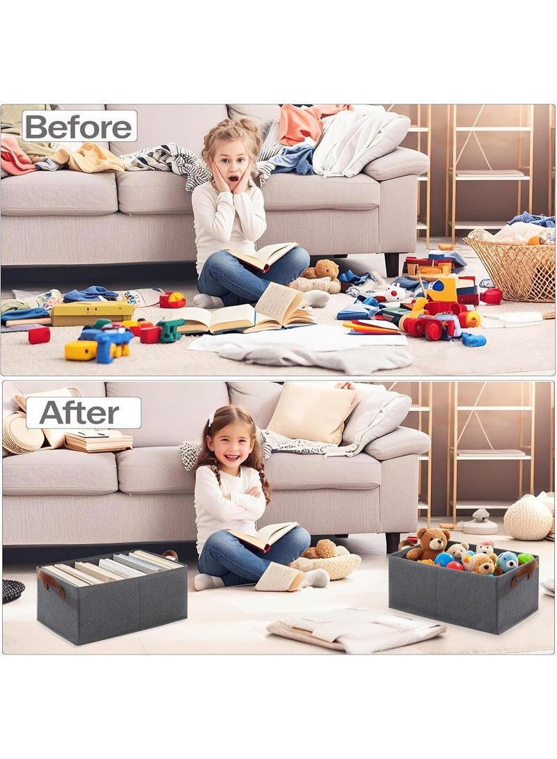 PTTIMFFM 2 Pack Foldable Fabric Storage Baskets, Large Organizer Bins with Handles for Clothing, Toys, and Home Use - Image 2