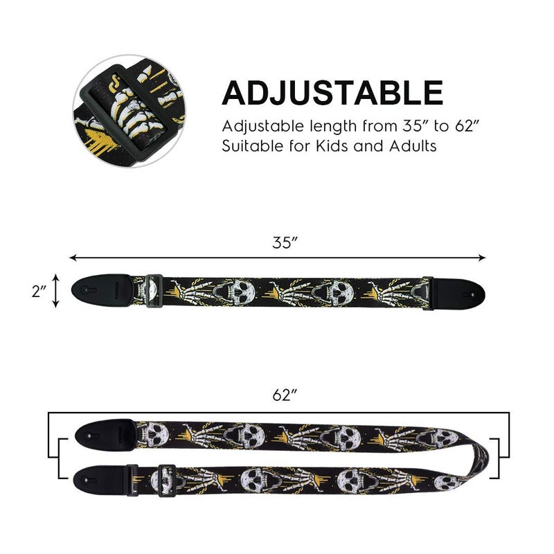 MUSTANG Guitar Strap Skulls With 2 Guitar Picks - Image 2
