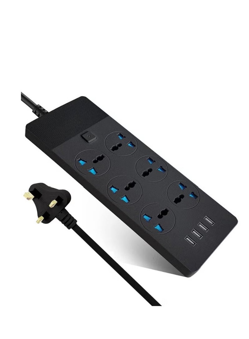 EzzySo Power Strips Extension Cord 6 Outlets Universal Plug Adapter with 4 USB Ports Surge Protector Charging Socket with 2M Bold Extension Cord 