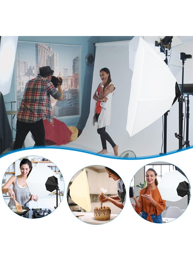 FlashHawk - Photography Softbox Lighting Kit with 2 * 200W LED 3 Colors Bulb Umbrellas Softbox and Carry Bag for Portrait Product Shooting - Image 1