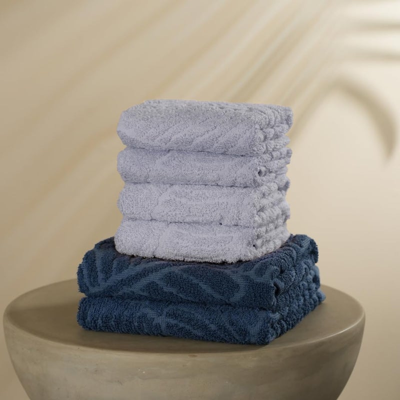 MUSA Banana Towels | Towel Set of 6-4 Face Towels & 2 Hand Towels with Free Bag | 400 GSM Terry Towels | Highly Absorbent Towels for Men, Women (Misty Lilac + Midnight Blue) - Image 4