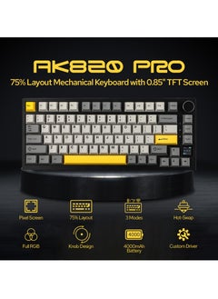 آجاز Ajazz AK820 Pro 2.4 جيجا هرتز/بلوتوث/لوحة مفاتيح ميكانيكية عازلة للصوت بإضاءة خلفية RGB سلكية للكمبيوتر الشخصي Mac  - Image 2