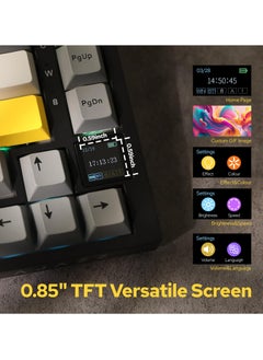 آجاز Ajazz AK820 Pro 2.4 جيجا هرتز/بلوتوث/لوحة مفاتيح ميكانيكية عازلة للصوت بإضاءة خلفية RGB سلكية للكمبيوتر الشخصي Mac  - Image 3