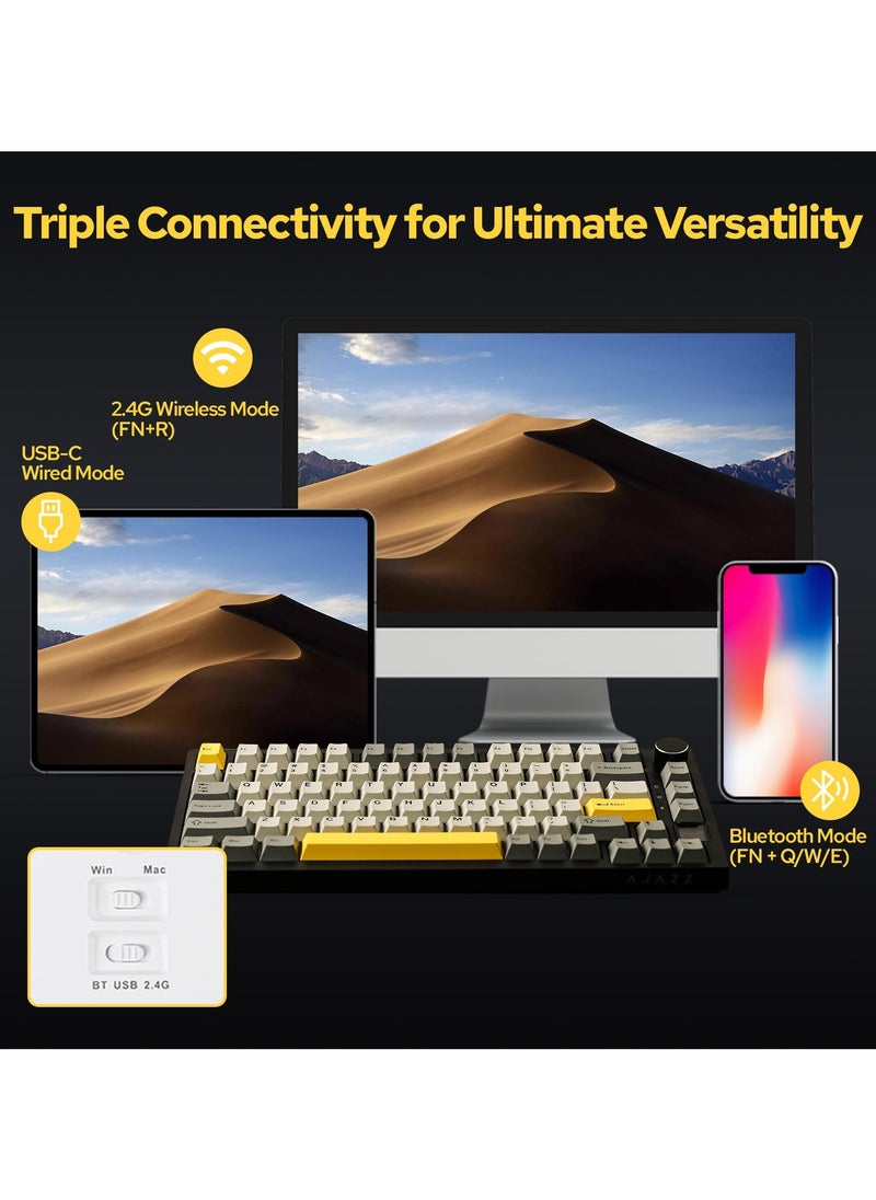 Ajazz - Ajazz AK820 Pro Mechanical Keyboard Wireless/Bluetooth/USB RGB Backlit Soundproofing Foam for PC Mac Win - Image 1