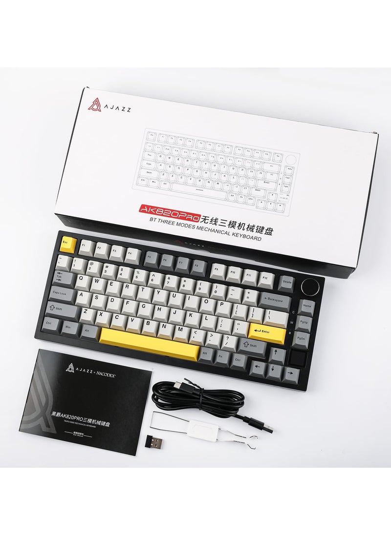Ajazz - Ajazz AK820 Pro Mechanical Keyboard Wireless/Bluetooth/USB RGB Backlit Soundproofing Foam for PC Mac Win - Image 1