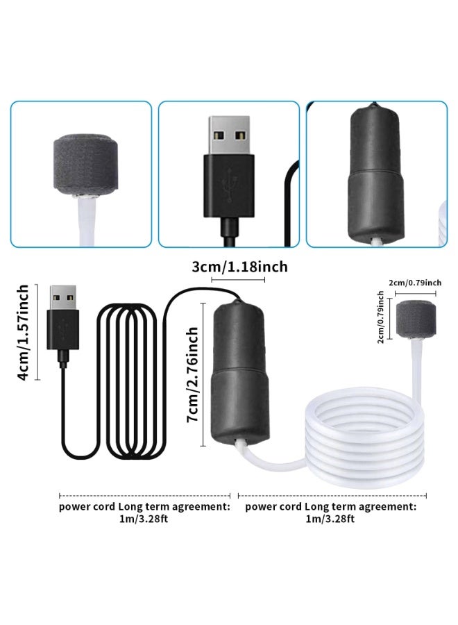 SANMUGEED Aquarium Air Pump, Mini USB Fish Tank Pump, Portable Energy Saving Oxygen Bubbler Aerator with Air Stone for Small Aquariums, Outdoor Fishing - Image 2
