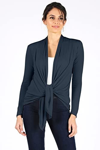Simlu Womens Open Drape Cardigan Reg and Plus Size Cardigan Sweater Long Sleeves - USA ,Navy ,Large - Image 2