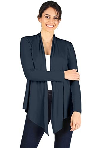 Simlu Womens Open Drape Cardigan Reg and Plus Size Cardigan Sweater Long Sleeves - USA ,Navy ,Large - Image 1