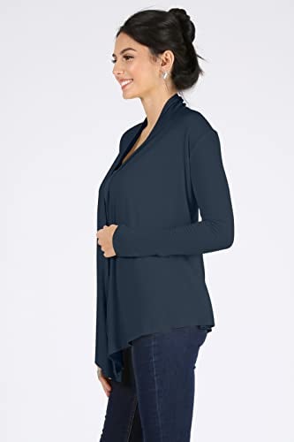 Simlu Womens Open Drape Cardigan Reg and Plus Size Cardigan Sweater Long Sleeves - USA ,Navy ,Large - Image 3