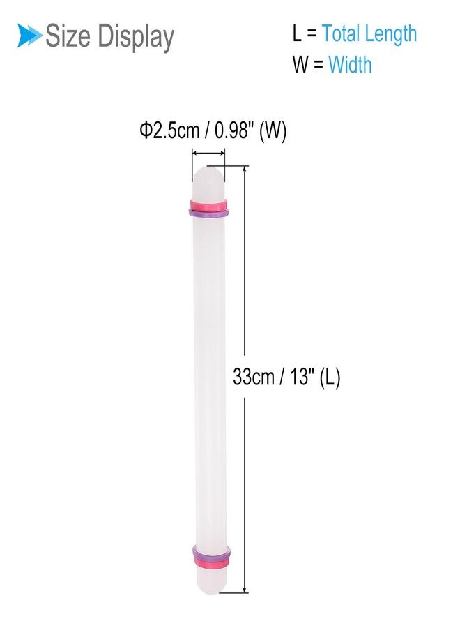 CoCud Fondant Rolling Pin, 13" Length, PP Plastic Non-Stick Guide Rings Fondant Roller Dough Roller - (Applications: for Baking Clay DIY) - Image 2