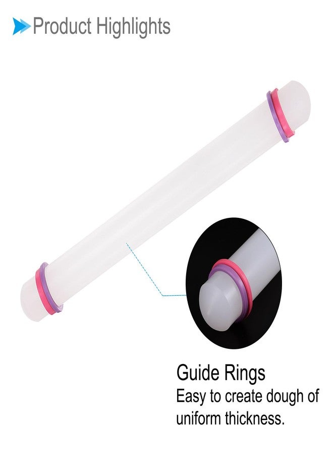 CoCud Fondant Rolling Pin, 13" Length, PP Plastic Non-Stick Guide Rings Fondant Roller Dough Roller - (Applications: for Baking Clay DIY) - Image 4