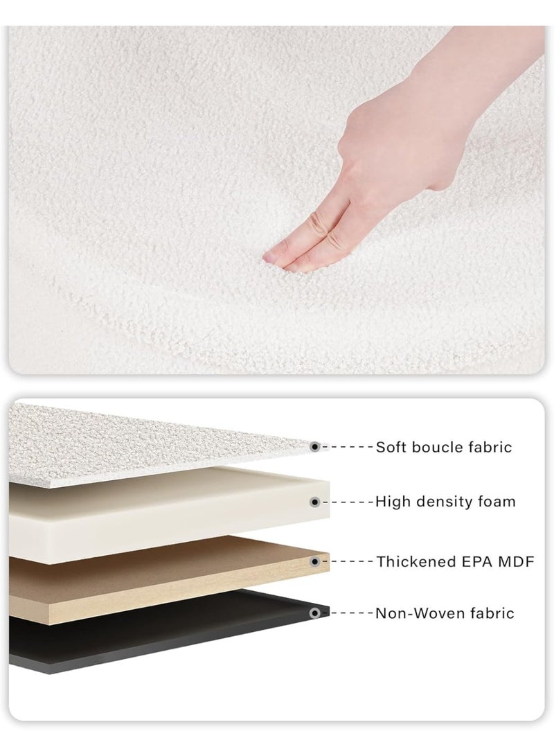 Ottoman with Stroage, Round Sherpa Storage Ottoman Stool, Boucle Foot Rest22 x 22"x15.75" (White) - Image 5