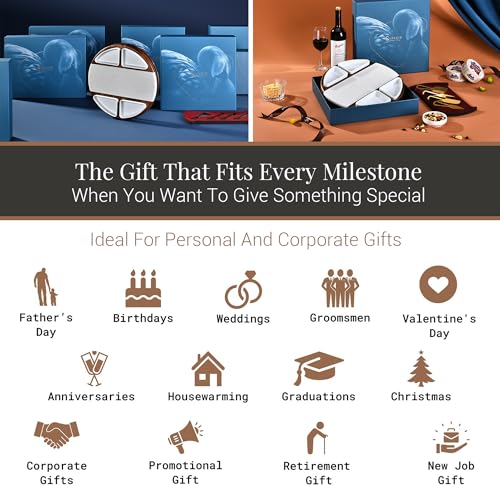 Shanik مجموعة لوح تقطيع الجبن شانيك المحسّنة - لوح تشاركوتيري دائري من خشب الأكاسيا مع 4 أطباق سيراميك - هدايا زفاف - طبق تقديم الجبن - حفل زفاف - Image 3