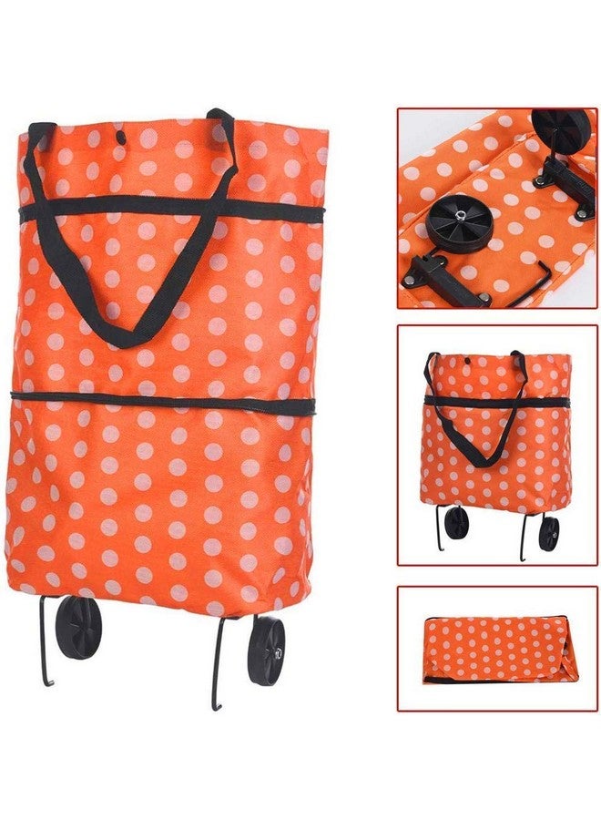 Varahry Foldable Shopping Trolley Bag with Wheels Light Weight Folding Travel Luggage Bag/Vegetable, Grocery, Shopping Trolley Carry Bag (Color and Design May Vary As Per Availability Multicolor) - Image 2