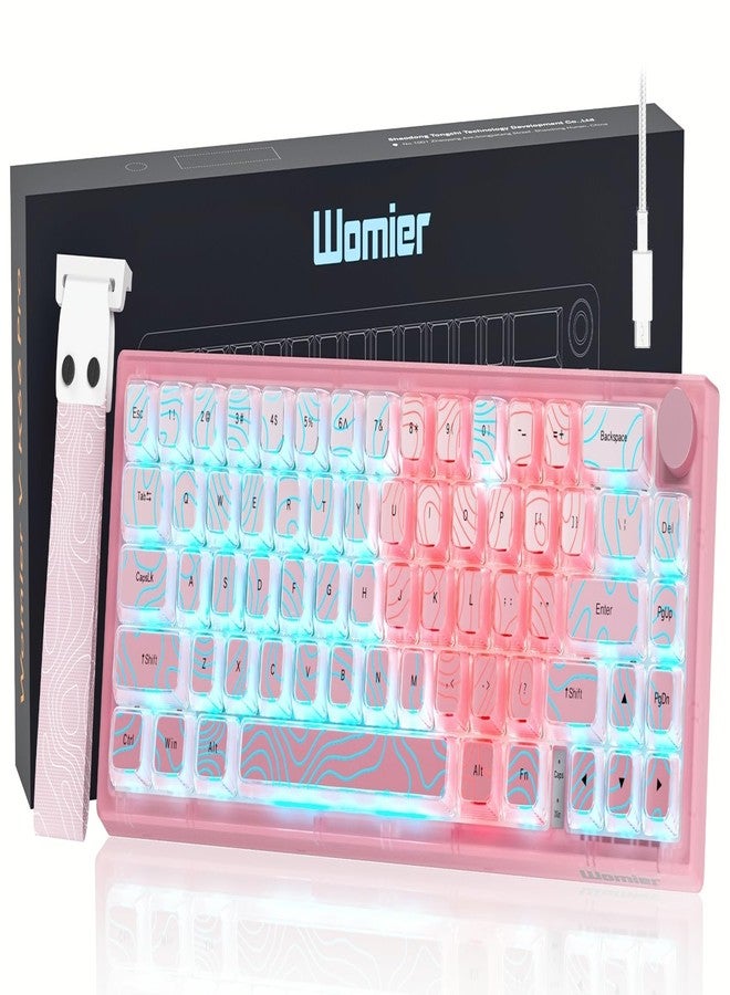 Womier 60% Percent Keyboard Pink Mechanical, QMK/VIA Creamy Gaming Keyboard Topographic, Hot Swappable Gasket Mount RGB Wired Key Board & Translucent Keycaps(VK66 PRO) - Image 1