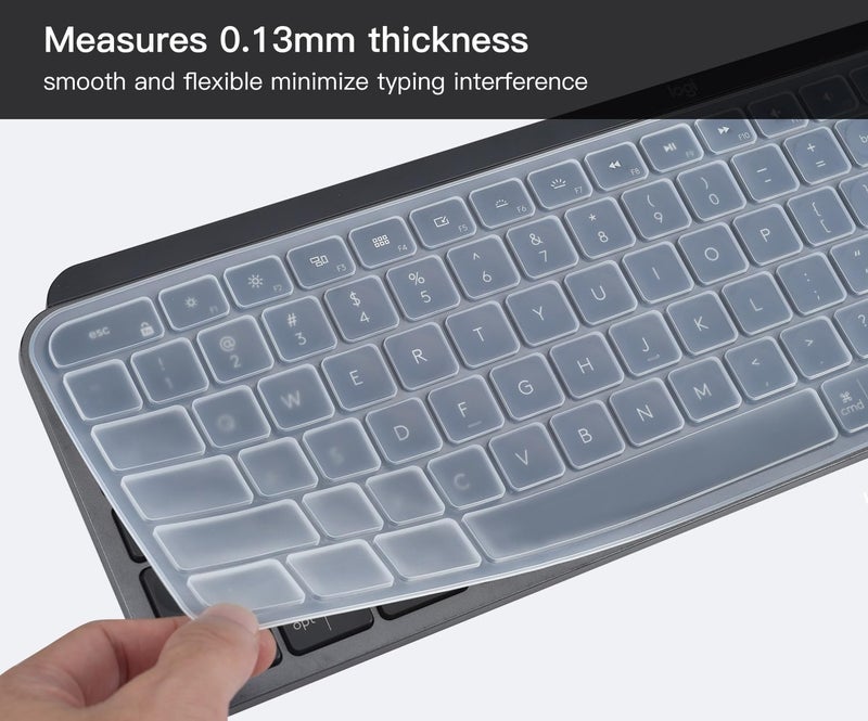غطاء لوحة المفاتيح من السيليكون لـ Logitech MX Keys S و MX Keys Advanced Illuminated Wireless Keyboard، واقي لوحة المفاتيح Logitech Craft Advanced Wireless Keyboard، (لا يناسب MX Keys S for Mac)، شفاف - Image 4