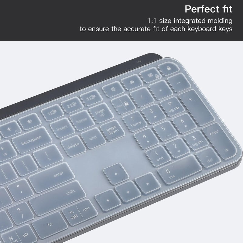 غطاء لوحة المفاتيح من السيليكون لـ Logitech MX Keys S و MX Keys Advanced Illuminated Wireless Keyboard، واقي لوحة المفاتيح Logitech Craft Advanced Wireless Keyboard، (لا يناسب MX Keys S for Mac)، شفاف - Image 5