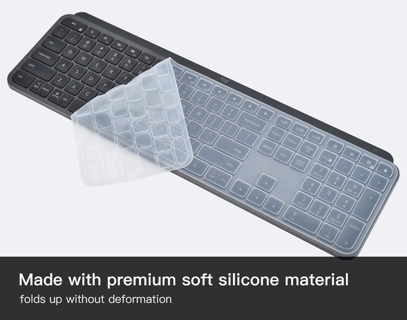غطاء لوحة المفاتيح من السيليكون لـ Logitech MX Keys S و MX Keys Advanced Illuminated Wireless Keyboard، واقي لوحة المفاتيح Logitech Craft Advanced Wireless Keyboard، (لا يناسب MX Keys S for Mac)، شفاف - Image 3