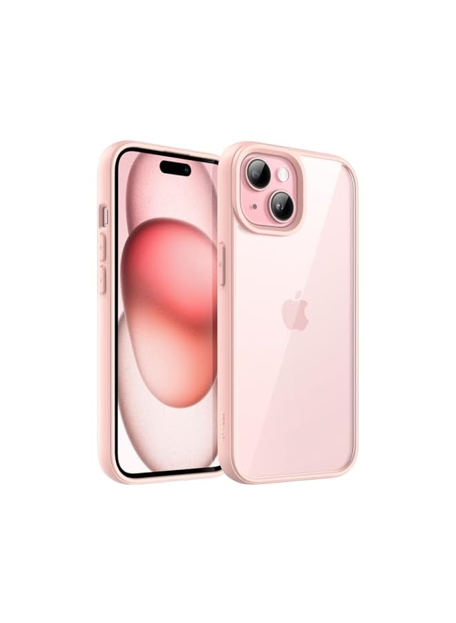 جي تيك حافظة JETech لهاتف iPhone 15 Plus مقاس 6.7 بوصة، غطاء ممتص للصدمات للهاتف، إطار من مادة TPU بلون سادة غير لامع، ظهر شفاف مضاد للخدش (وردي) - Image 1