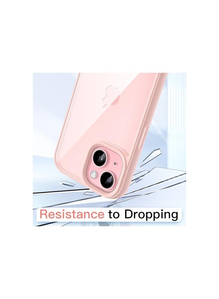 جي تيك حافظة JETech لهاتف iPhone 15 Plus مقاس 6.7 بوصة، غطاء ممتص للصدمات للهاتف، إطار من مادة TPU بلون سادة غير لامع، ظهر شفاف مضاد للخدش (وردي) - Image 2