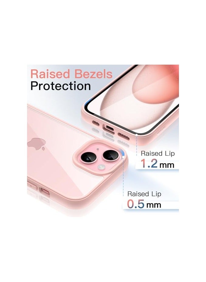 جي تيك حافظة JETech لهاتف iPhone 15 Plus مقاس 6.7 بوصة، غطاء ممتص للصدمات للهاتف، إطار من مادة TPU بلون سادة غير لامع، ظهر شفاف مضاد للخدش (وردي) - Image 4