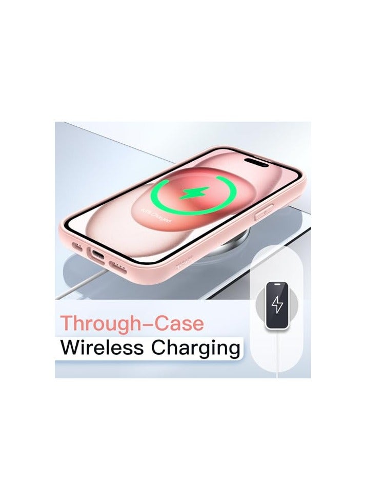 جي تيك حافظة JETech لهاتف iPhone 15 Plus مقاس 6.7 بوصة، غطاء ممتص للصدمات للهاتف، إطار من مادة TPU بلون سادة غير لامع، ظهر شفاف مضاد للخدش (وردي) - Image 5