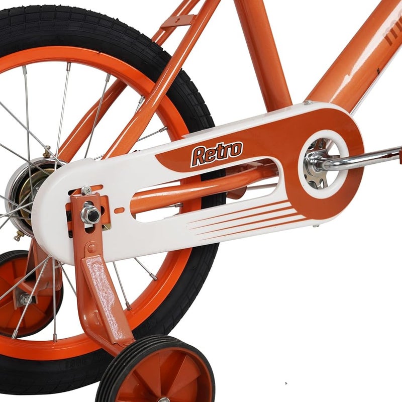 Mogoo Retro Kids Road Bike For 5-8 Years Old Girls & Boys, Adjustable Seat, Handbrake, Chainguard, Classic Style, Basket, 12/16 Inch Bicycle w/Training Wheels - Image 3
