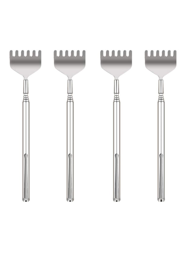 Loquat 4 Packs Back Scratchers Telescopic Back Scratcher 16-55.1cm Silver Extendable Back Massager Tool with Pocket Clip - Image 1