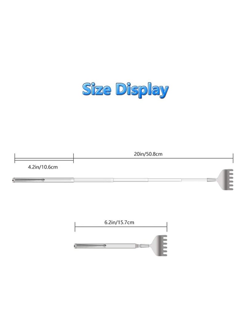 Loquat 4 Packs Back Scratchers Telescopic Back Scratcher 16-55.1cm Silver Extendable Back Massager Tool with Pocket Clip - Image 5