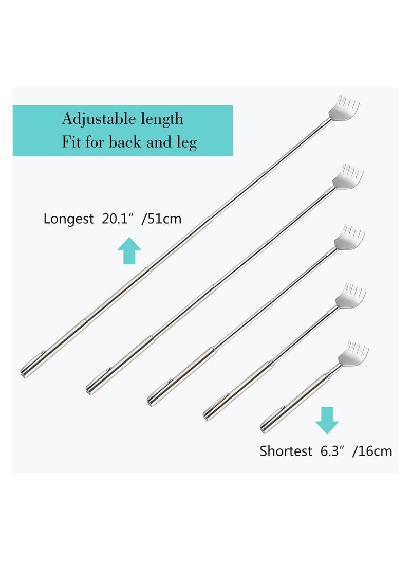 Loquat 4 Packs Back Scratchers Telescopic Back Scratcher 16-55.1cm Silver Extendable Back Massager Tool with Pocket Clip - Image 3