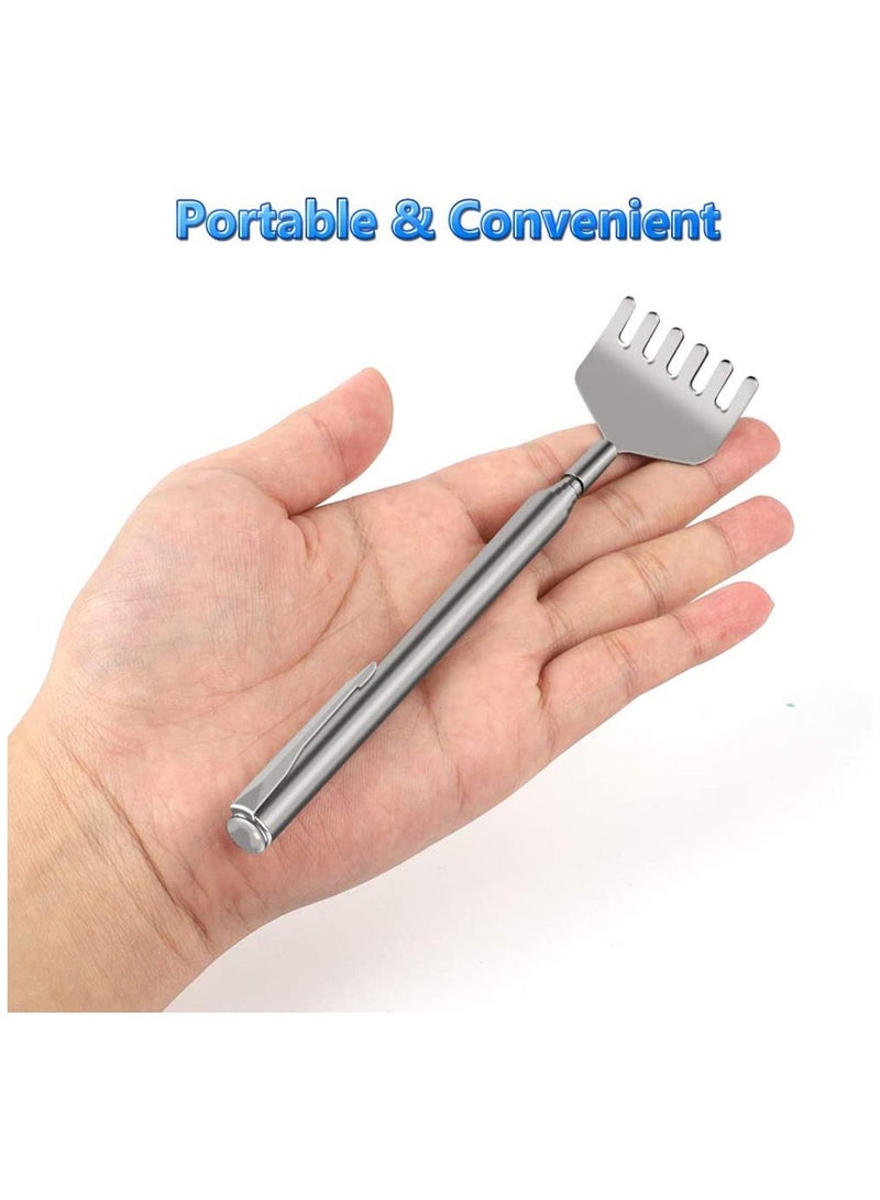 Loquat 4 Packs Back Scratchers Telescopic Back Scratcher 16-55.1cm Silver Extendable Back Massager Tool with Pocket Clip - Image 4