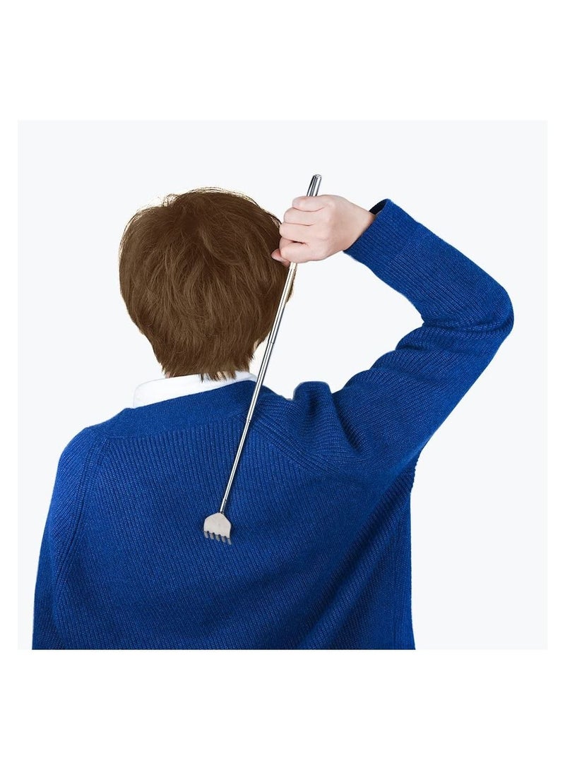 Loquat 4 Packs Back Scratchers Telescopic Back Scratcher 16-55.1cm Silver Extendable Back Massager Tool with Pocket Clip - Image 2