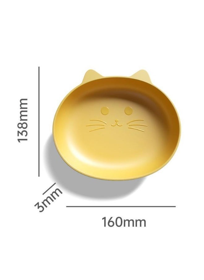 NIBEMINENT Snack Plate Plastic Fruit Dish Yellow Cat 