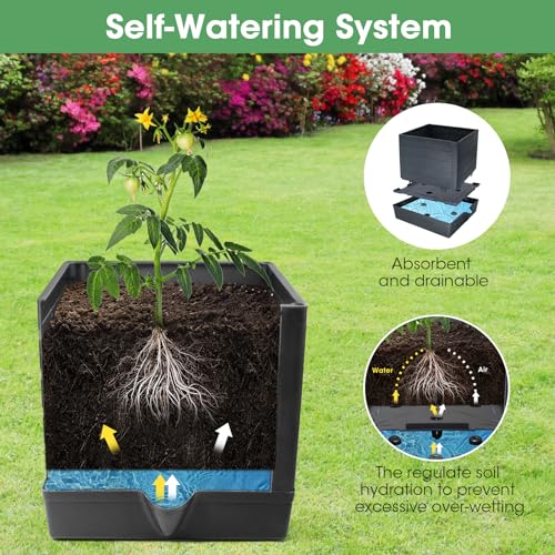 MQUPIN 2 Pack Tomato Planter with Trellis, 57" Self-Watering Raised Garden Bed Planter Box for Climbing Plants Vine Flowers Vegetables, Tomato Cage for Indoor Outdoor Patio Greenhouse - Image 3
