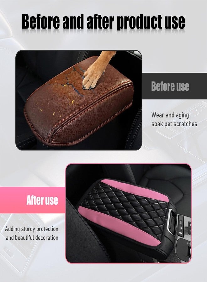 Ohleats Car Center Console Cushion Pad, PU Leather Waterproof Auto Armrest Box Cover Protector, Comfortable Armrest Seat Box Cover Mat, Universal Car Accessories for SUV Truck (Pink) - Image 4