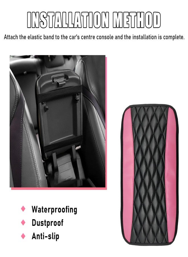 Ohleats Car Center Console Cushion Pad, PU Leather Waterproof Auto Armrest Box Cover Protector, Comfortable Armrest Seat Box Cover Mat, Universal Car Accessories for SUV Truck (Pink) - Image 5
