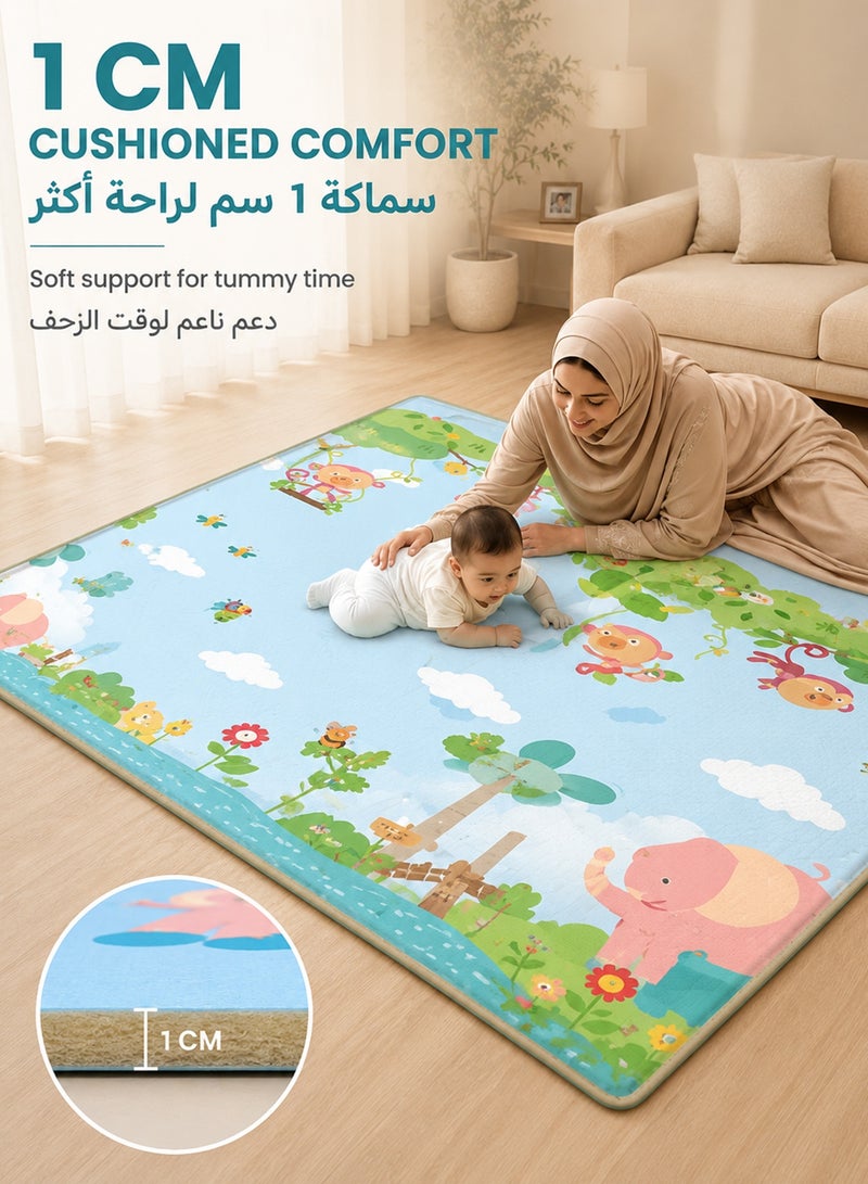 فافاري حصيرة لعب أطفال كبيرة جداً 200×180 سم، سجادة فوم ناعمة قابلة للطي، مقاومة للماء، مناسبة للزحف، تصميم مزدوج الوجه غير قابل للانزلاق، للأطفال للاستخدام الداخلي والخارجي - Image 3